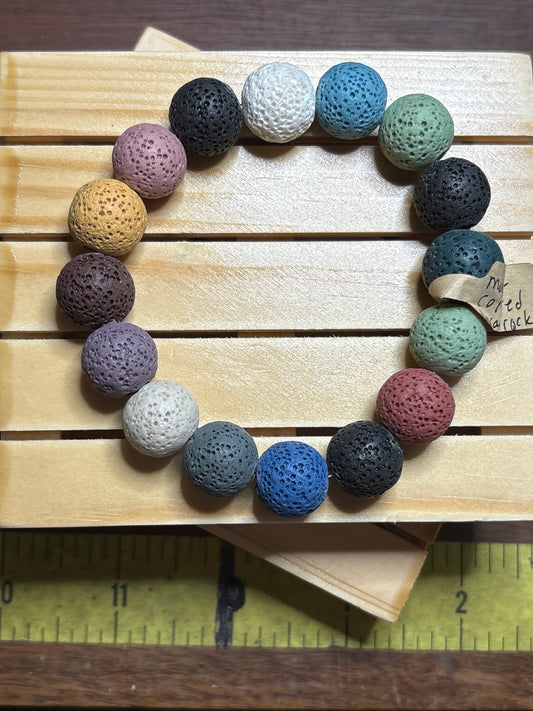 Multicolored Lava Rock Bead Bracelet